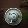 ティートレイJingdezhen WhiteRu kiln Potベアリングラウンドホルダーセットセレモニートレイ