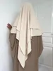 Twee lagen Khimar Gebedkleding Vrouwen Lange driehoek Hijab Scarf Crinke Fabric Dubai Moslimhoofddoek Ramadan Eid No Abaya 240403