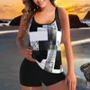 Dames badkleding zwemt top shorts set colorblock plus size bikini conservatief badpak vrouwen strand zwempak water sportkleding