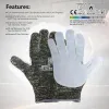 Gants 1 paire de jardin gants gants de protection de sécurité gants gants anti-coupe gants de niveau 5 coupés gants aramides résistants avec une paume fendue vache