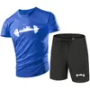 Parcours masculins Fashion d'été La salle de gym Fitness Tracks Tracks Hommes à manches courtes t-shirts sport shorts costume de vêtements décontractés pour hommes joggers