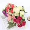 Dekorativa blommor 1 Bukett 5 huvuden Silk Flower Hydrangea Artificial Floral Arrangement Wedding Festival Decorations