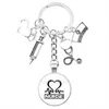 Keychains Jewelry Glass Single Chain Keychain thème Love Stethoscope Match Hat Pendeur alliage