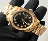 Luxury Day kijkt AAA Gold Case 40mm maat zwarte wijzerplaat automatische datum Mechanische mannen horloges kwaliteit roestvrij staal polshorloges5707085