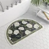 Carpets Semicircle Floral Flower Shower Mat Microfiber Bathtub Floor Door Entrance Mats Pet Rug Doormat For Bathroom Soft Carpet