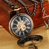 Anitique Mechanical Pocket Watch Mężczyzn Ręka Wind Sterpunk Naszyjnik FOB Łańcuch Fulmetal Alchemist Watche 240327