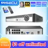 Recorder Misecu H.265 UHD 8ch 4K 5MP 8MP 1080P POE NVR Netwerk Face Detecteer Twir Way Audio Video Recorder voor beveiliging POE IP -camera OnVif