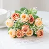 Decorative Flowers 30cm 5 Fork 10 Heads Small Bud Rose Silk Bouquet Artificial For Wedding Home Windowsill Decor Indoor Accessory Scrapbook