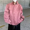 Vestes masculines noymei veste mâle à la mode rose 2024 Spring Lacquer en cuir pavé de couteau incurvé manteau chic wa3655