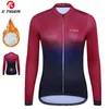 X-Tiger Cycling Jerseys Lady Winter Thermal Cycl Jersey Long Sleeve Keep Warm Gradient Series Bicycle Shirts 240328