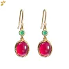 Boucles d'oreilles S925 Boucles d'oreilles en corson rouge ovale en argent