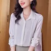 Women's Blouses Office Lady Basic Shirt Real Silk Blouse Spring Summer Elegante mode shirts voor vrouwen lange mouw vrouwtops