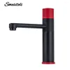 Robinets d'évier de salle de bain robinet noir et rouge bouton-poussoir à poignée moxer à poignée moxer en laiton à eau froide simple robinet