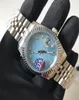 Montres de luxe AAA Watch Silver Case bleu clair Cadran 36 mm Mécanique Men de surveillance Date Sapphire Glass Qualité Inoxydable ST6862016