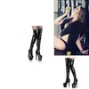 Tanzschuhe Pole 20cm High Heel Patent Lederstiefel für Frauen Hass Nachtclub über Kniemodell Training