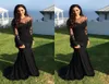 2017 seksowne arabskie sukienki wieczorowe klejnot iluzja szyi koronkowe aplikacje kryształowe czarne syrena długie rękawy formalne sukienka imprezowa p6007280