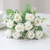 Decorative Flowers 30cm 5 Fork 10 Heads Small Bud Rose Silk Bouquet Artificial For Wedding Home Windowsill Decor Indoor Accessory Scrapbook