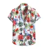 Men's Casual Shirts Mens' Hawaiian Flower Shirt Beach Summer Blouses Fashion Short Sleeve Sleeved Cardigan Lapel Thin Tops