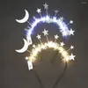 زخرفة الحفلات 1pcs LED UP Tinsel Moon Star Princess Bridband Hairband Hairband Crown Wedding Glow Full Favors