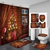 Rideaux de douche rideau de Noël hiver santa claus snowman fermier arbre arbre de bain de bain de bain couverture de toilette