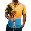 Men's T -skjortor Fashionabla casual -knapp upp skjorta med Hawaiian tryck kortärmad topp sommarstrandkläder för män