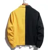 Mens Black Red Yellow White Spliced Denim Jacket Streetwear Loose Jean Coat Patchwork Top Outerwear 240321