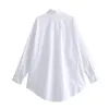 Women's Blouses Zach Ailsa 2024 Spring Product Versatile Long Sleeved Lapel White Top With Rivet Decoration Loose Shirt