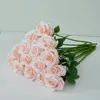 Fiori decorativi 5 pezzi di seta rose steli lunghi lunghi notti da sposa bouquet blush artificiale per il giardino floreale