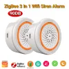 Kits 15PC Tuya Zigbee 3 in 1 Siren Alarm 90DB Sound Light Sensor Smart Home Tuya Smart Life APP Alarm Siren For Alexa Google 2022