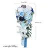 Fleurs décoratives artificielles Bridals Bouquets Water Drop Roses Mariage pour la cérémonie de la mariée Décors de fête d'anniversaire