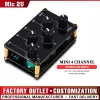 Amplificateur Mini 4 canaux mélangeur de ligne stéréo 4in1out pour l'enregistrement en direct de la console de mixage audio analogique passif Portable