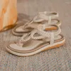 Sandalen 2024 Fashion Summer Shoes Women Flat Flip Flops Non-Slip Ladies Boheemian Plus Size 42 D082