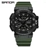 Zegarki męskie zegarki na rękę Sanda Dual wyświetlacz sportowy wojskowy 50 m Waterproofowy cyfrowy zegarek kwarcowy zegar na rękę Relogio Masculino 3128
