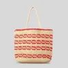 Bolsas de noite Vintage listrava bolsa de palha de papel casual tecido feminino ombro de mão de verão praia grande bolsa Bali Shopper 2024