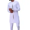 In Dashiki African Gedrukte witte etnische herenpak 2 -delige traditionele trouwfeestjes Outfit voor heren voor heren voor mannen 240328