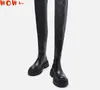 Walking Shoes Women Over the Knee Boots Leather Autumn Winter Soft Plata