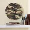 Wandklokken camouflage groen bruine geometrische decoratieve ronde klok aangepast ontwerp niet tikkende stille slaapkamers groot