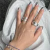 Cluster Anneaux 925 Silver Silver Vintage Punk Winding Finger pour les femmes Couple de bijoux de fête minimaliste Gift Empêcher les allergies
