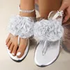 Sandalen 2024 Zomer Elegante Feather Flat Brand Designer Ladies Schoenen Candy Color Party Dames