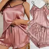 Home Clothing Sexy Women Satin Nightwear Chemise Pajamas Suit Sleepwear Cami&shorts 2Pcs Pyjamas Lady Summer Night Outfit Big Size 4Xl 5Xl