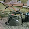 Garrafas de água redondo balde redondo portátil armazenamento multifuncional dobro camping de camping externo