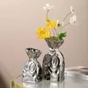 Vases Advanced Sense Light Luxury Pleated Ceramic Vase Creative Decoration Living Room TV Cabinet Porch Dining Table Ins Style Or