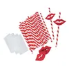 Copas descartáveis falhas 40 PCs Lábios vermelhos e papel decorativo para coquetéis para a decoração de festas de formatura