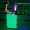 Metal Windproof Portable Luminous Dual Arc Pulse USB Rechargeable Lighter Digital Display Power Touch Sensor Man's Gift