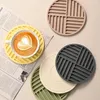 Table Mats Hollow Stripe Design Heat-resistant Silicone Coasters For Kitchen Countertop Protection Non-slip Round Mug Coffee