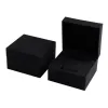 Ramki czarne matowe pu skórzane kwadratowe pudełko zegarków klapki Zapewnij bezpłatną usługę rzeźbienia spersonalizowany prezent dostosowywania