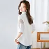 Blouses des femmes Elegant Hollow Out Broidered White Blouse Women Fashion Fashion Half-Sheeve Chemises pour les tops femelles décontractés