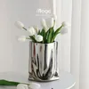 Vases Advanced Sense Light Luxury Pleated Ceramic Vase Creative Decoration Living Room TV Cabinet Porch Dining Table Ins Style Or