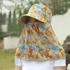 Wide Brim Hats Sun Protection Women Hat Face Mask Floral Sunscreen Bucket Baseball Neckline Tea Picking Farm Work