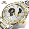 Tevise Fashion Mens Watches Men Band en acier inoxydable Automatique Mécanique montre la bracelet Relogie Masculino6177152